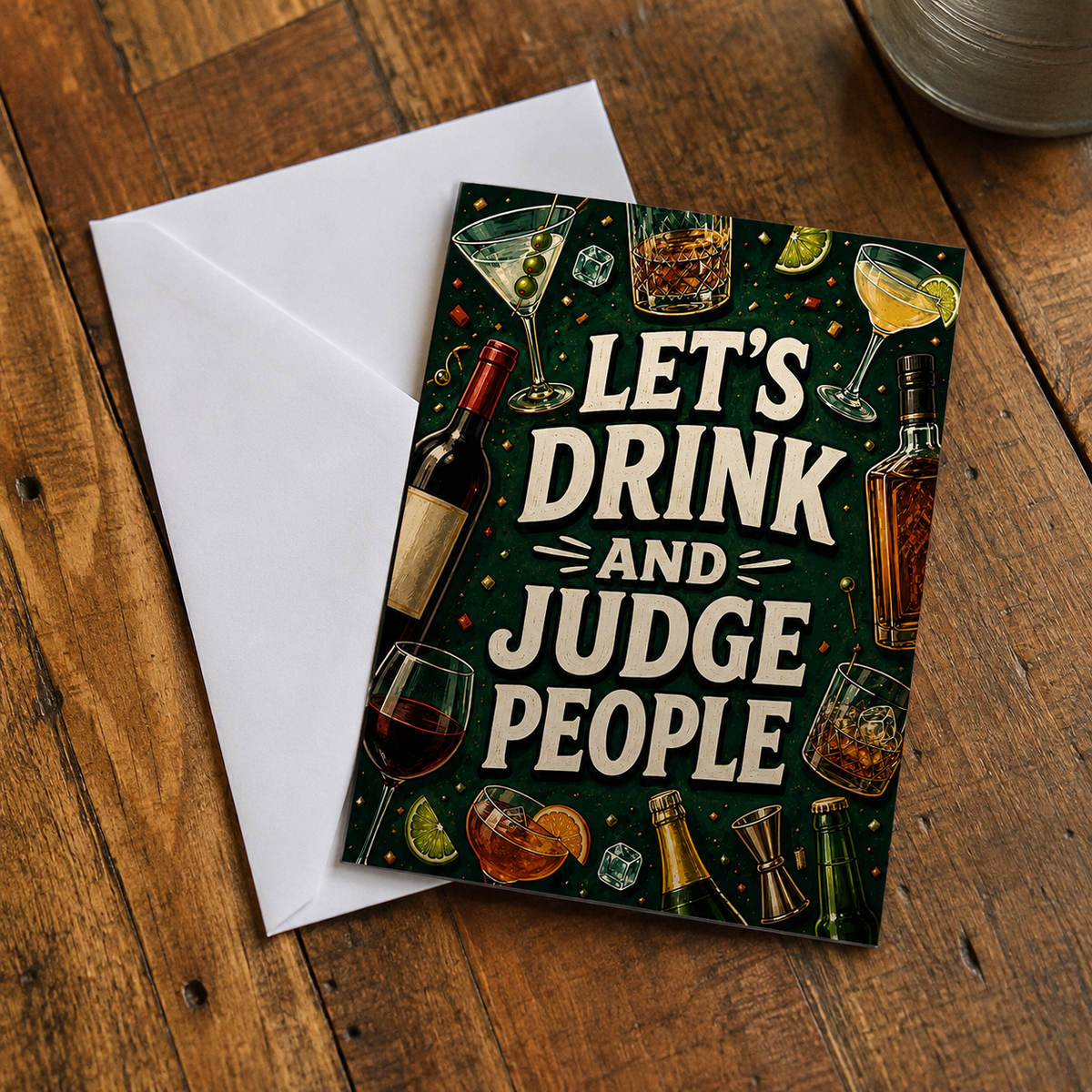Wholesale ​Let's Drink and Judge People Greeting Card - Shady Front