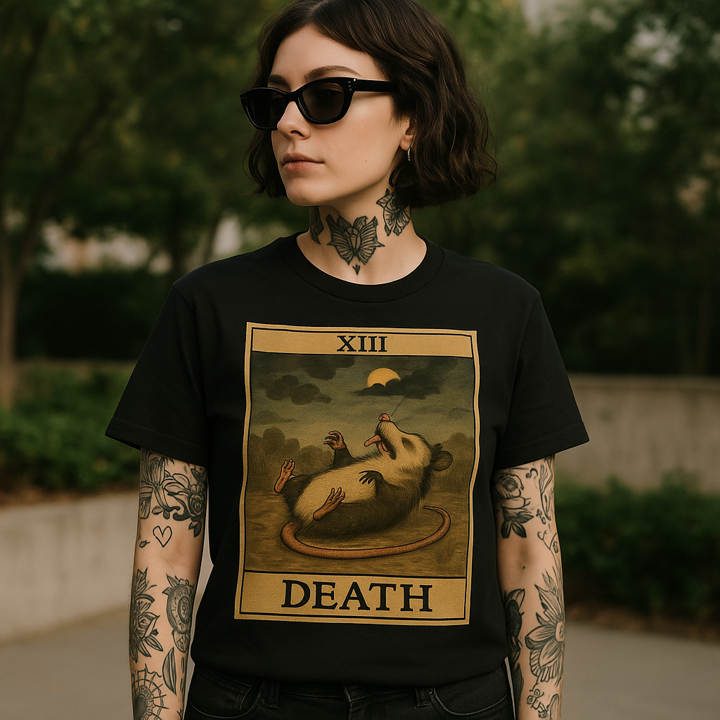 Wholesale ​Possum Playing Death Tarot T-Shirt - Shady Front