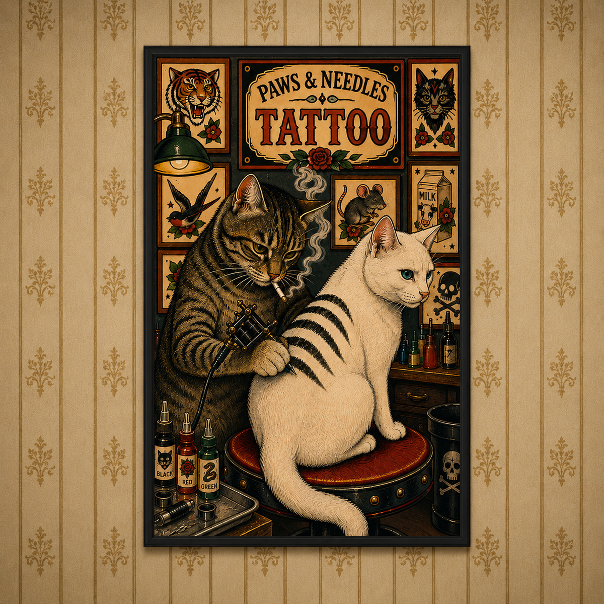 Wholesale ​Paws and Needles Tattoo Print - Shady Front
