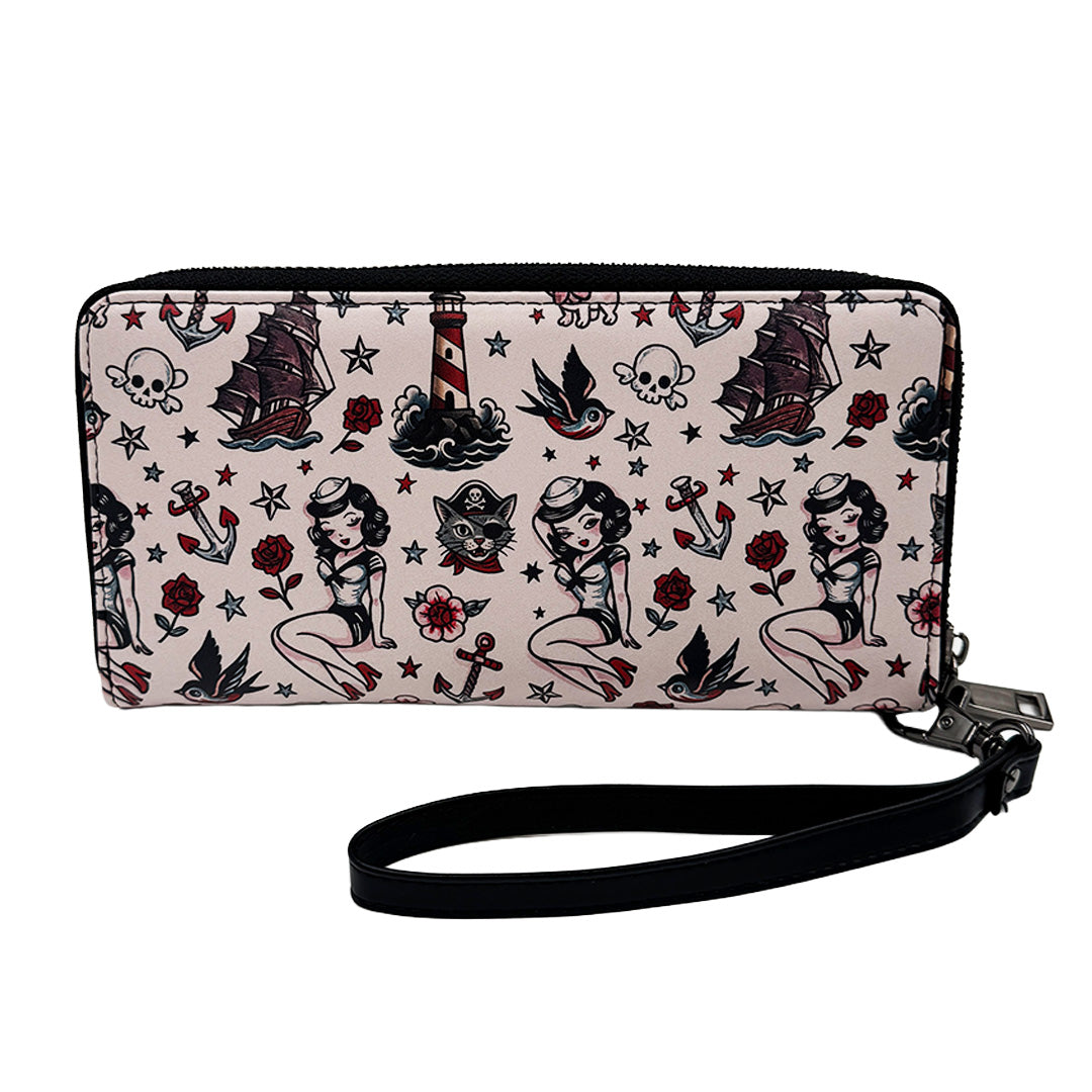 Wholesale ​Pirate Cats and Sailor Things Clutch Wallet - Shady Front
