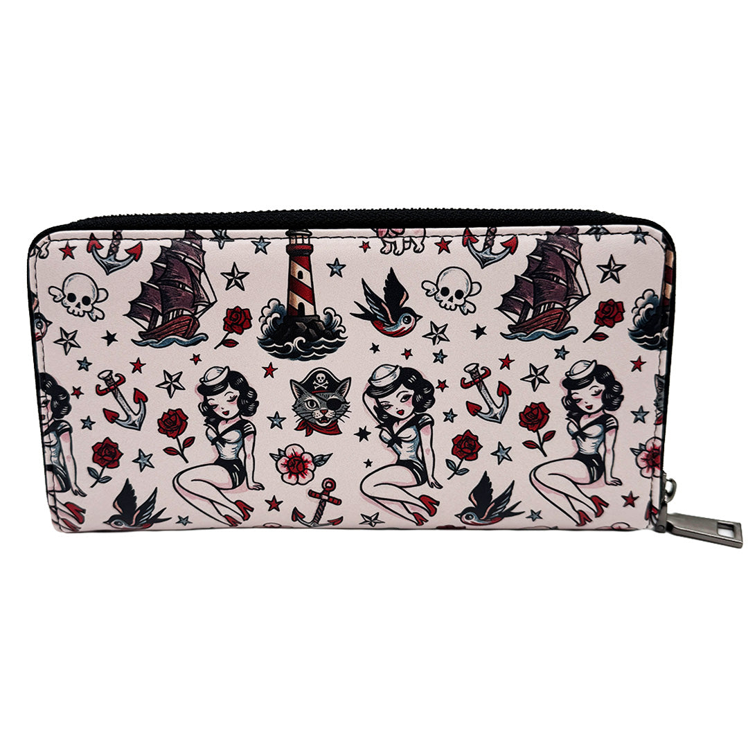 Wholesale ​Pirate Cats and Sailor Things Clutch Wallet - Shady Front