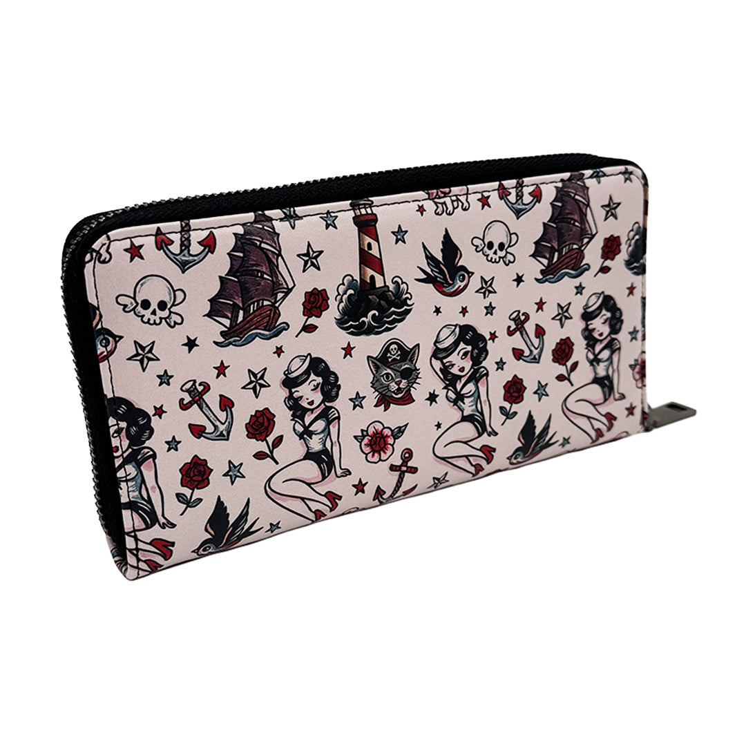 Wholesale ​Pirate Cats and Sailor Things Clutch Wallet - Shady Front