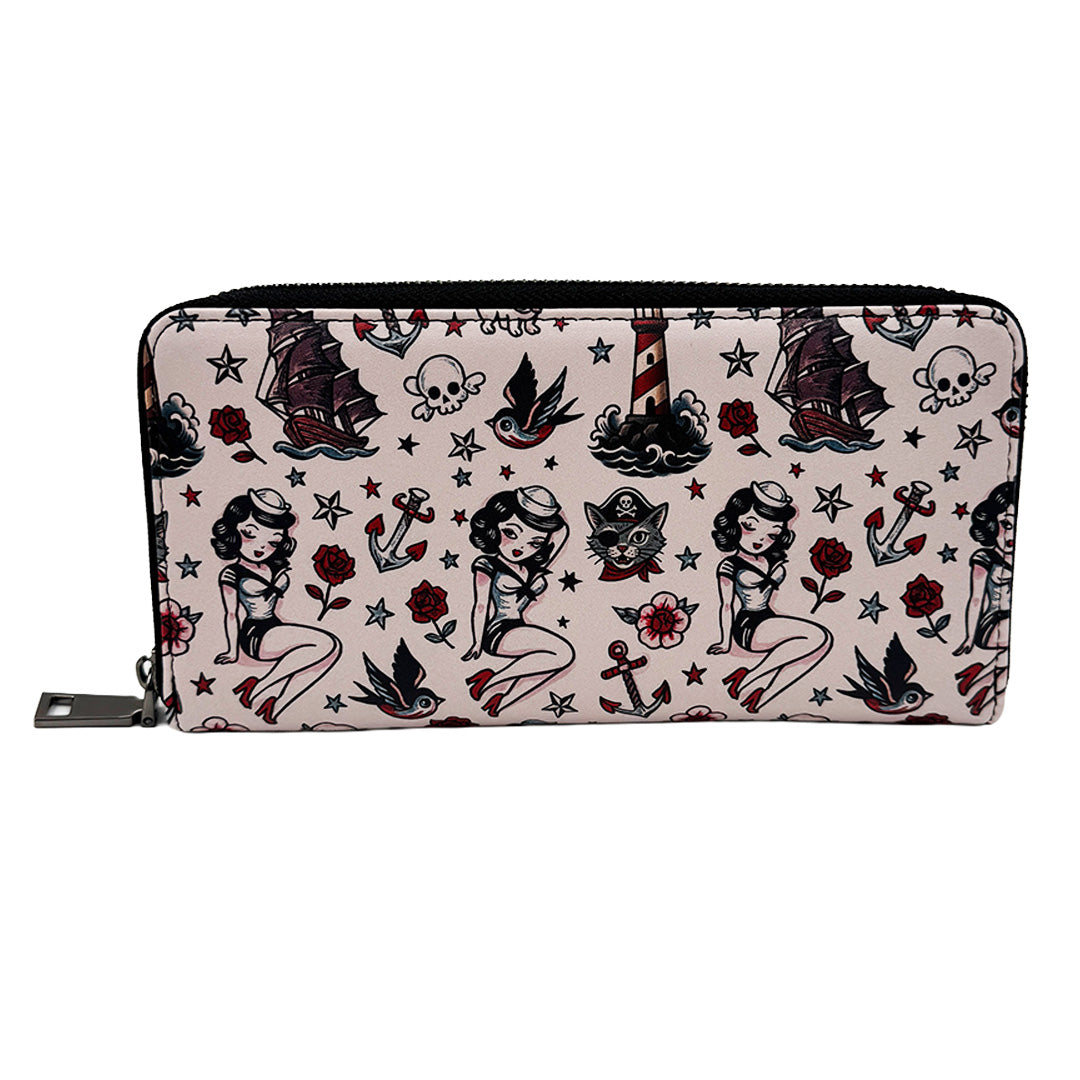 Wholesale ​Pirate Cats and Sailor Things Clutch Wallet - Shady Front