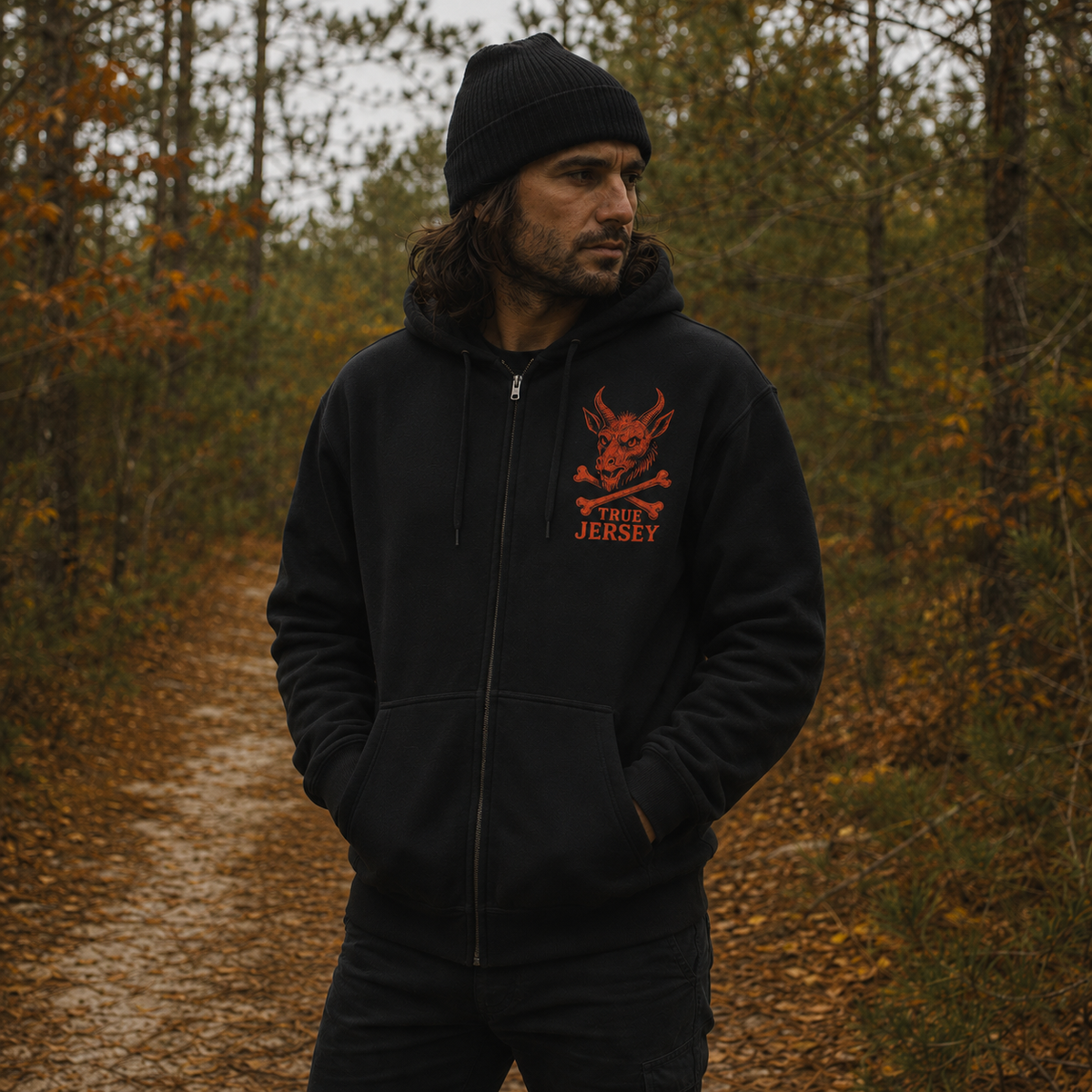 Wholesale ​Jersey Devil Pine Barrens Tour Zip Up Hoodie - Shady Front