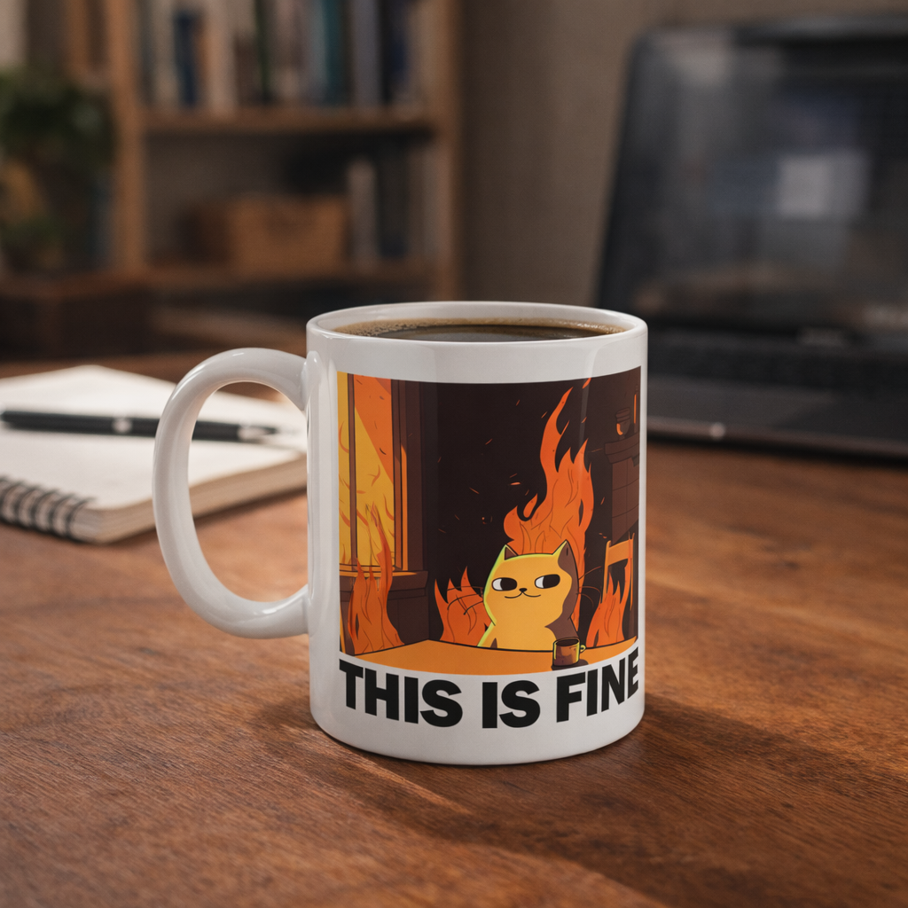 Wholesale ​This Is Fine Cat Mug - Shady Front