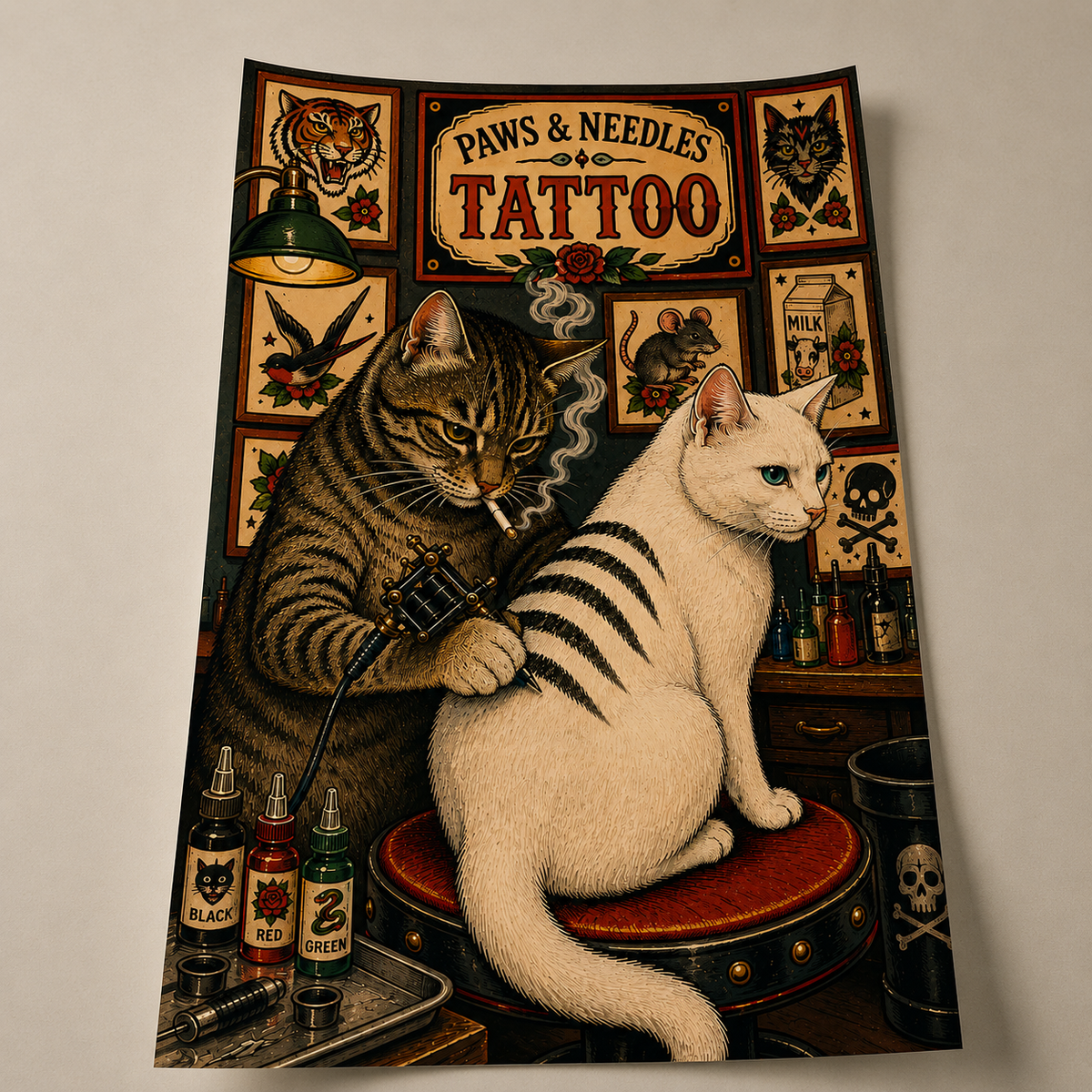 Wholesale ​Paws and Needles Tattoo Print - Shady Front