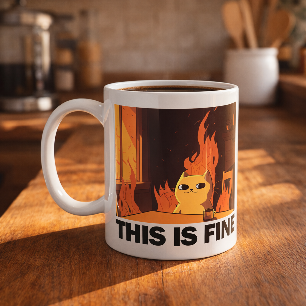 Wholesale ​This Is Fine Cat Mug - Shady Front