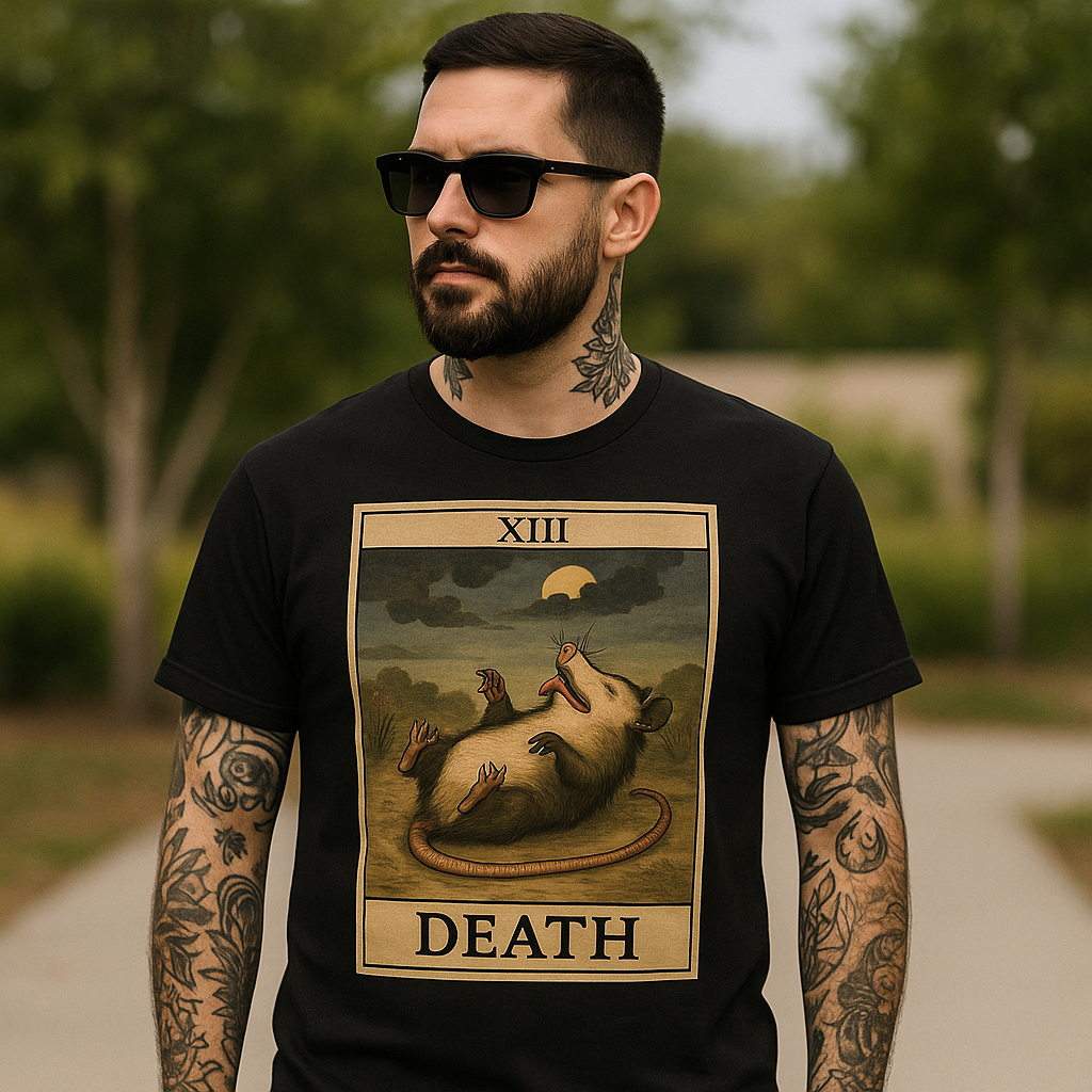 Wholesale ​Possum Playing Death Tarot T-Shirt - Shady Front
