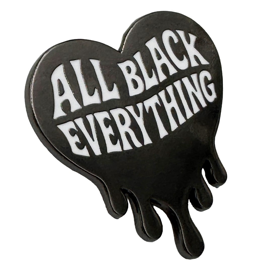 Wholesale ​All Black Everything Heart Enamel Pin - Shady Front