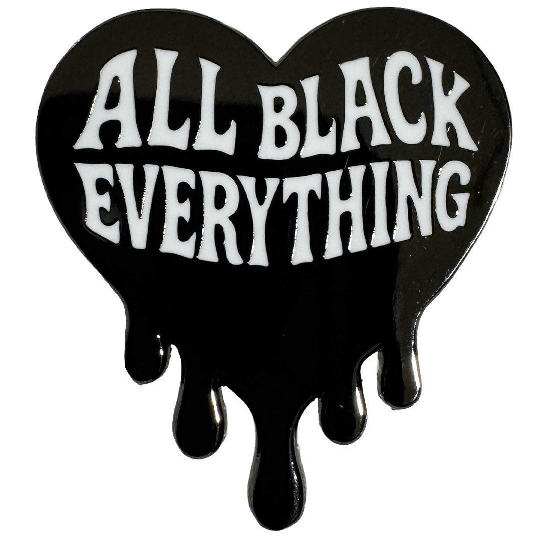Wholesale ​All Black Everything Heart Enamel Pin - Shady Front