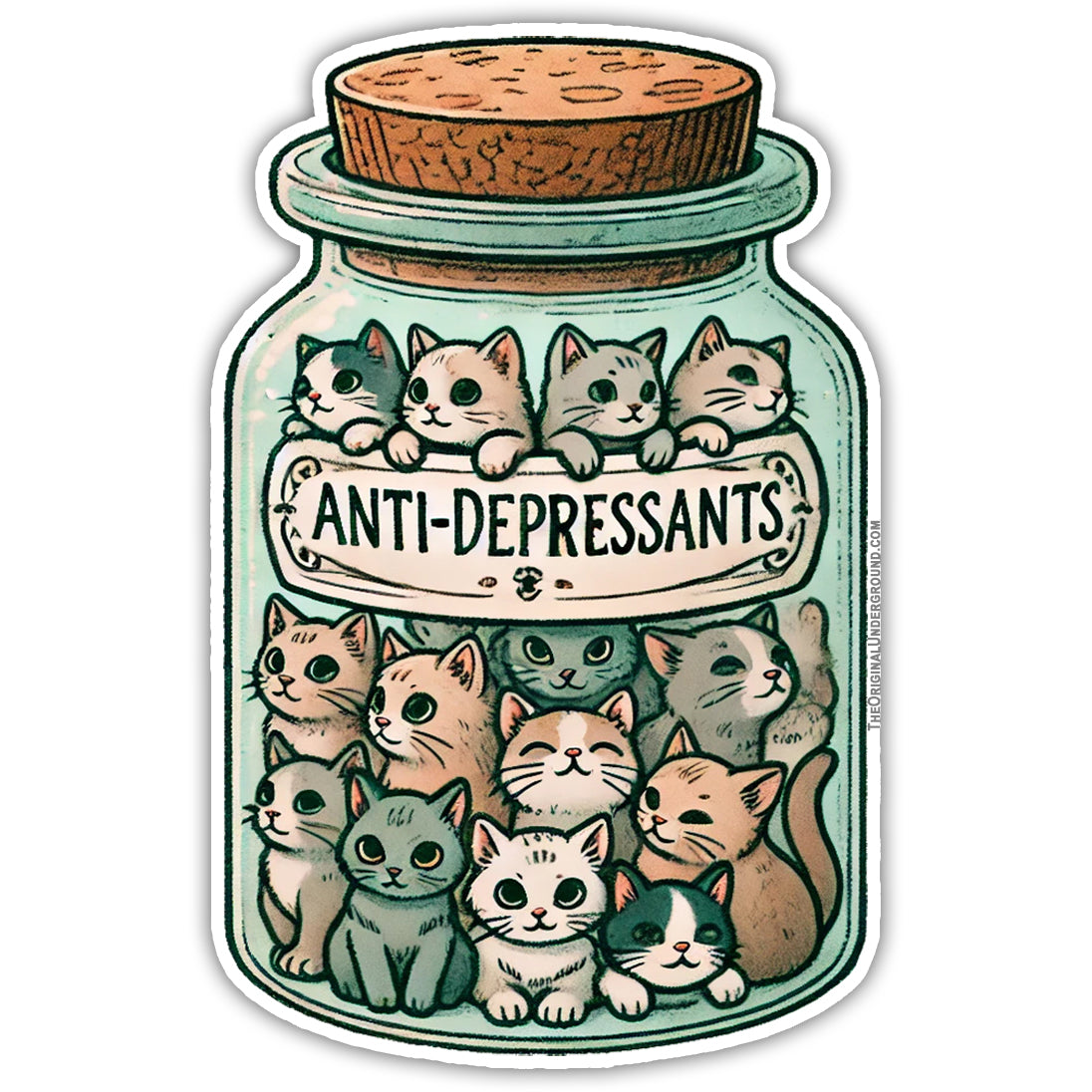 Wholesale ​Anti-depressant Cats Sticker - Shady Front