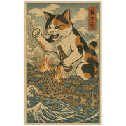 Wholesale ​Cat Destroying City Ukiyo-E Sticker - Shady Front