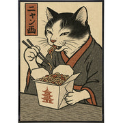Wholesale ​Cat with Takeout Japanese Ukiyo-e Style Poster Print - Shady Front