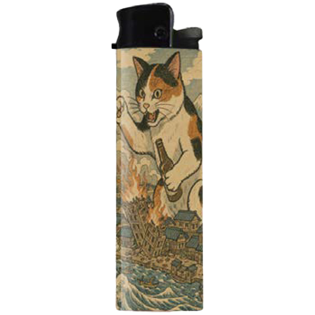 Wholesale ​Cat Destroying City Ukiyo-E Lighter - Shady Front