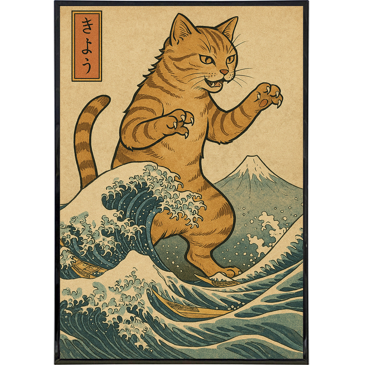 Wholesale ​Catzilla in the Great Wave Off Kanagawa Poster Print - Shady Front
