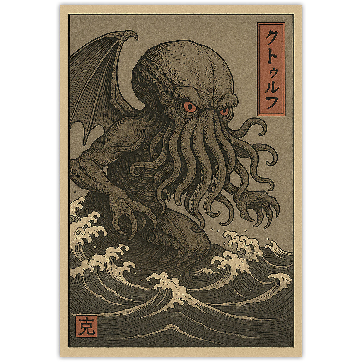 Wholesale ​Cthulhu Traditional Ukiyo-E Style Sticker - Shady Front