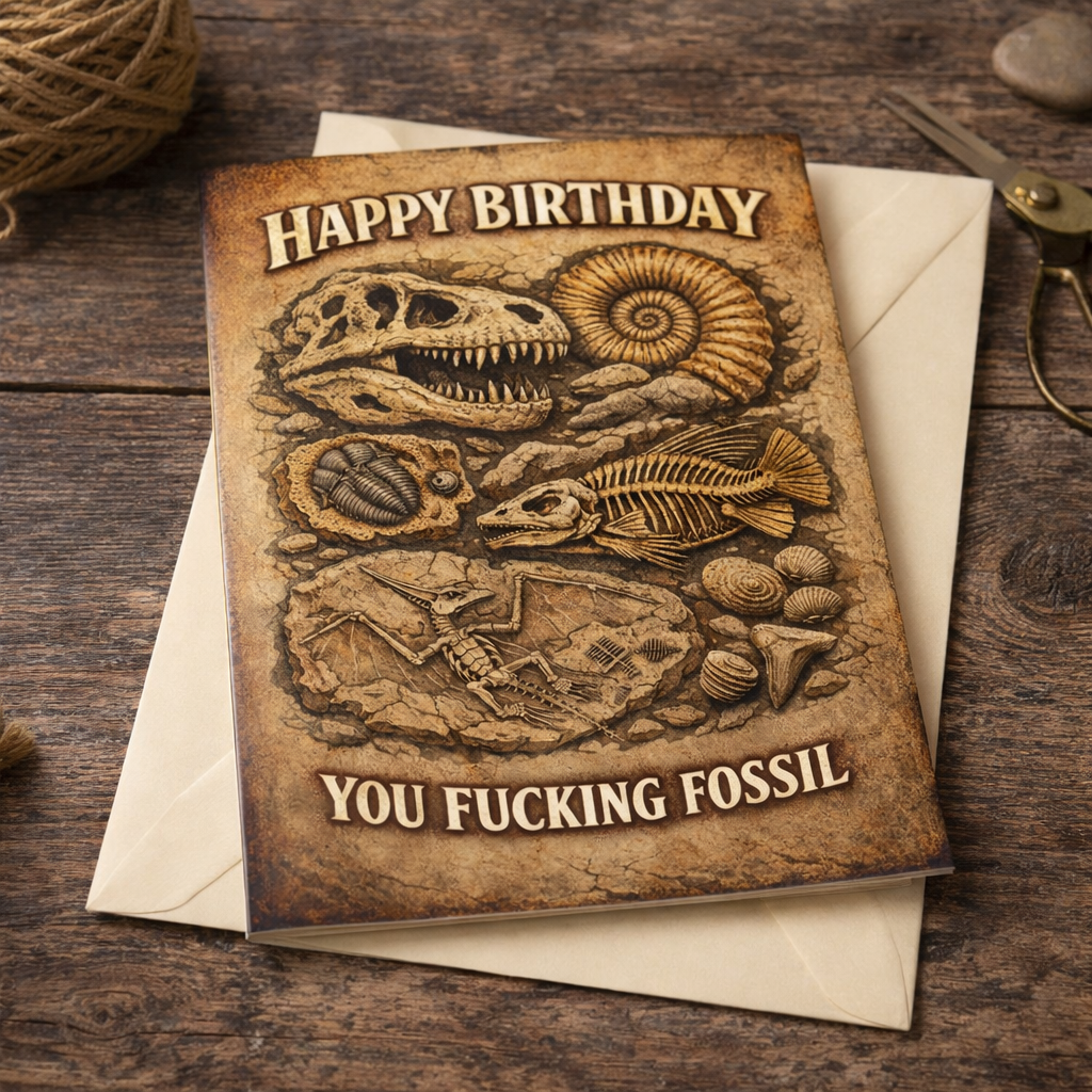 Wholesale ​Happy Birthday You F - king Fossil Birthday Card - Shady Front
