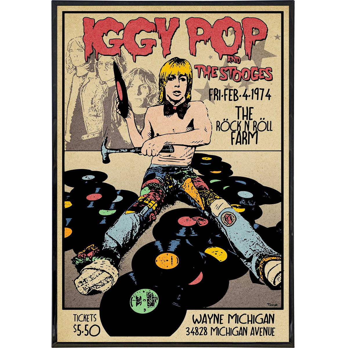 Wholesale ​Iggy Pop and the Stooges 1974 Poster Print - Shady Front