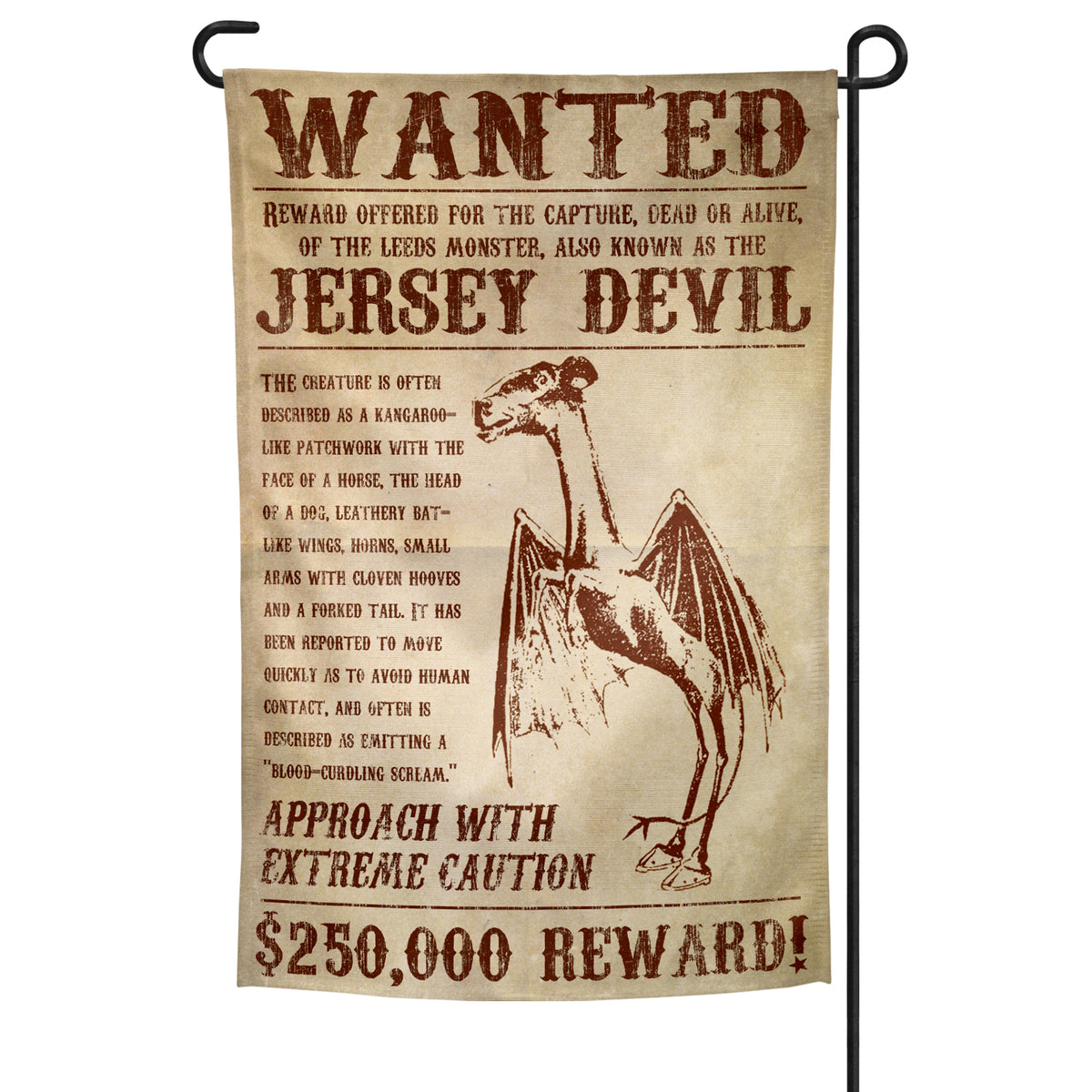 Wholesale ​Jersey Devil Wanted Poster Garden Flag - Shady Front
