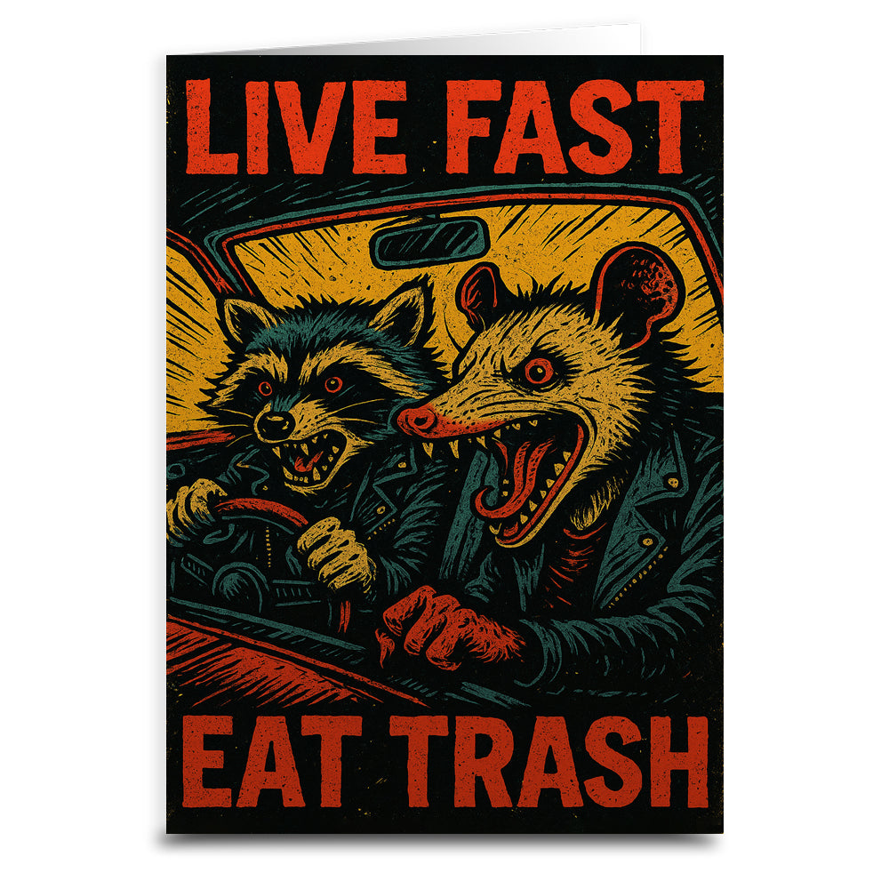 Wholesale ​Live Fast Eat Trash Greeting Card - Shady Front
