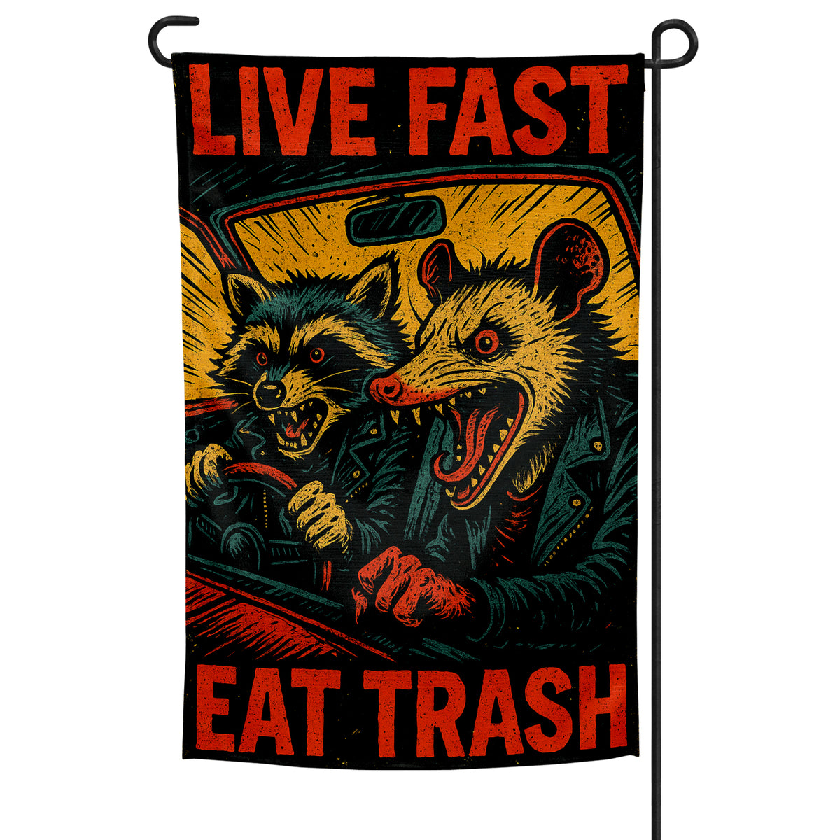 Wholesale ​Live Fast Eat Trash Garden Flag - Shady Front
