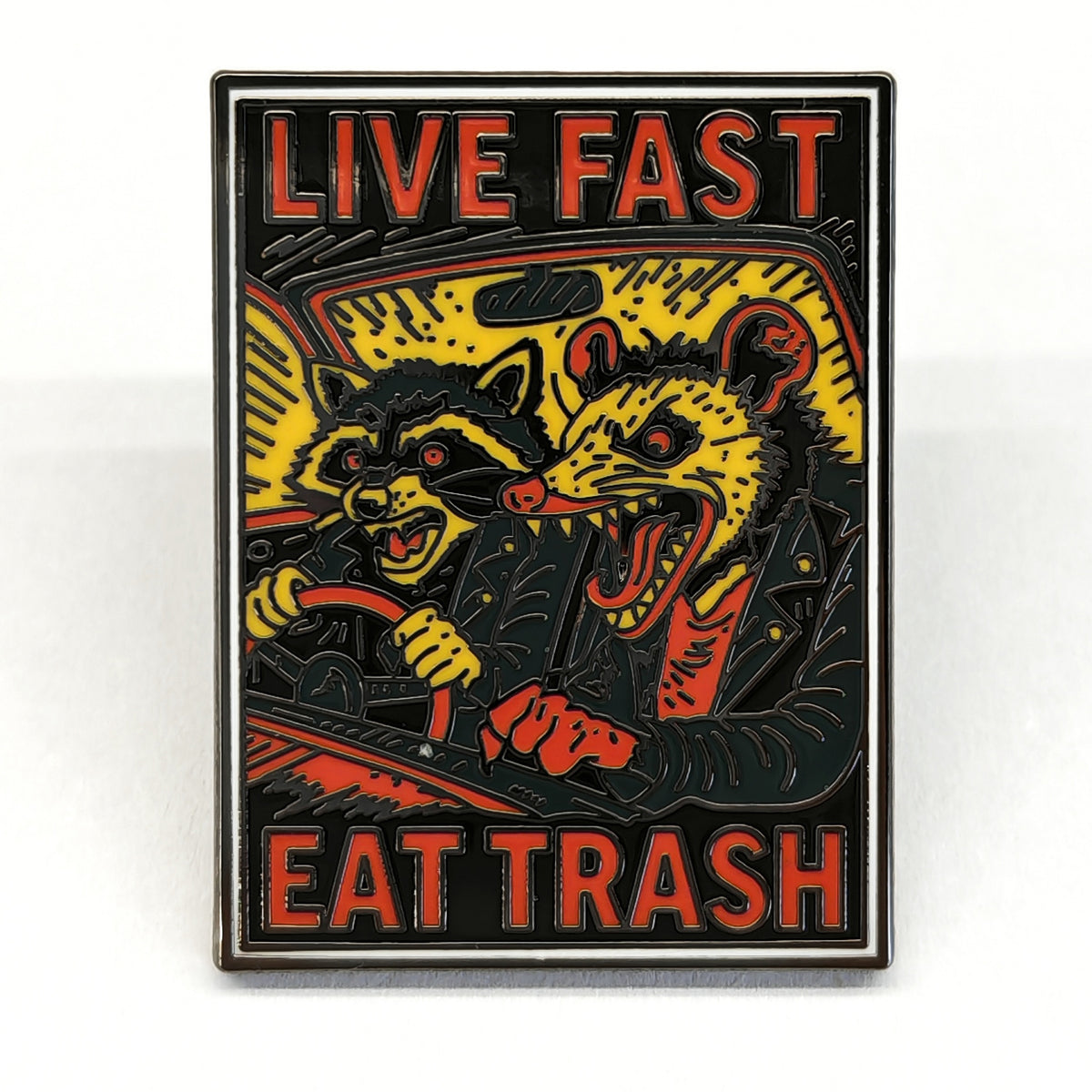 Wholesale ​Live Fast Eat Trash Enamel Pin - Shady Front