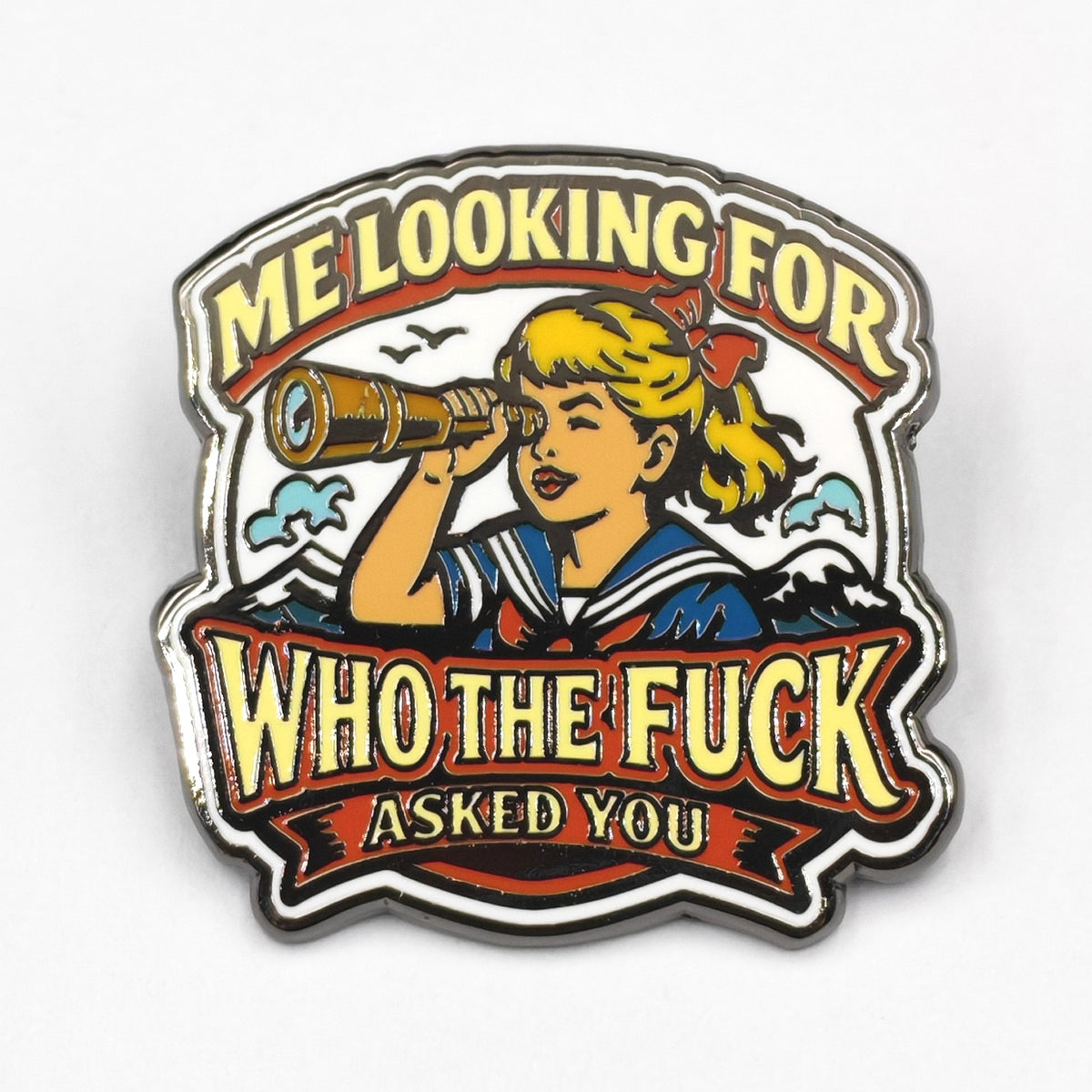 Wholesale ​Me Looking for Who the F-ck Asked You Enamel Pin - Shady Front