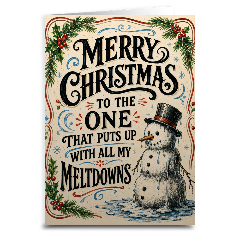 Funny Meltdown Romance Christmas Card - Shady Front