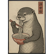 Wholesale ​Otter Eating Noodles Japanese Ukiyo-e Style Poster Print - Shady Front