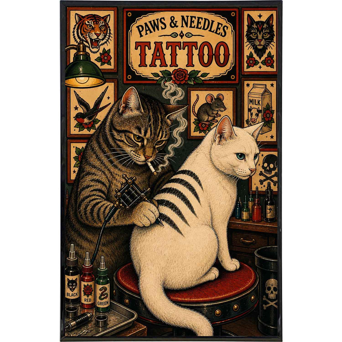 Wholesale ​Paws and Needles Tattoo Print - Shady Front