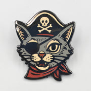 Wholesale ​Pirate Cat Enamel Pin - Shady Front