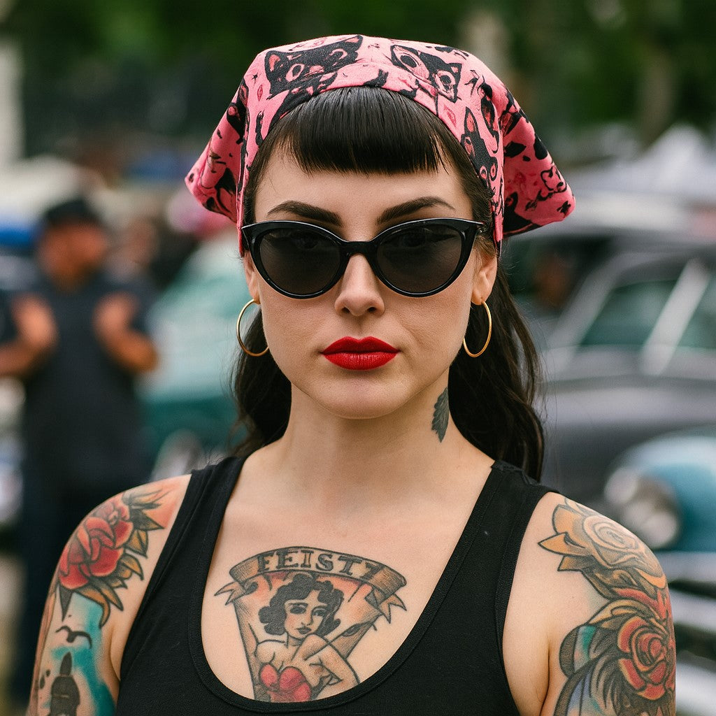 Wholesale ​Retro Kitties Bandana - Shady Front