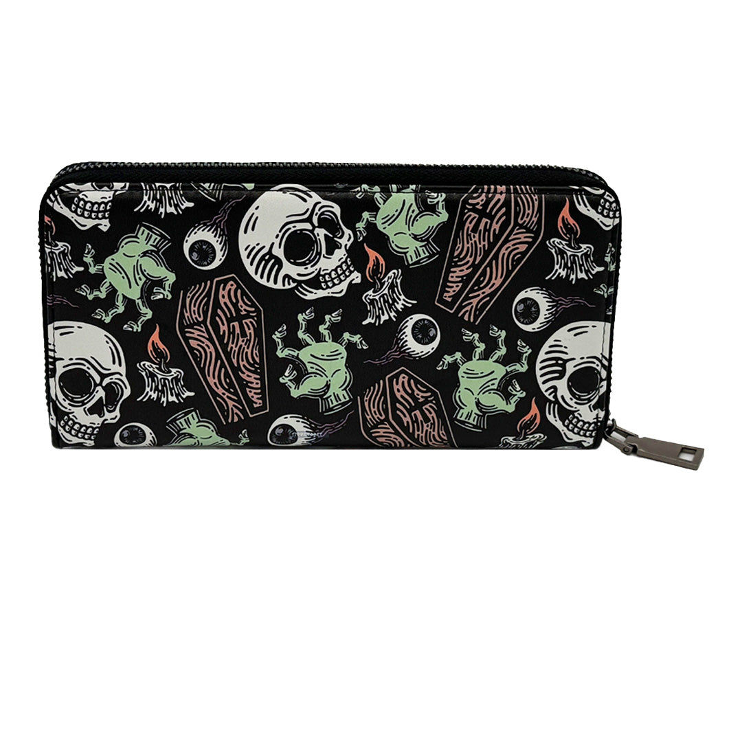 Wholesale ​Coffins and Skulls Clutch Wallet - Shady Front