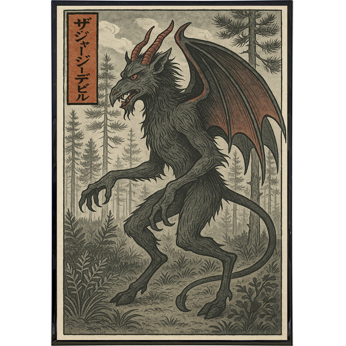 Wholesale ​The Jersey Devil in Traditional Japanese Ukiyo-e Style Poster Print - Shady Front
