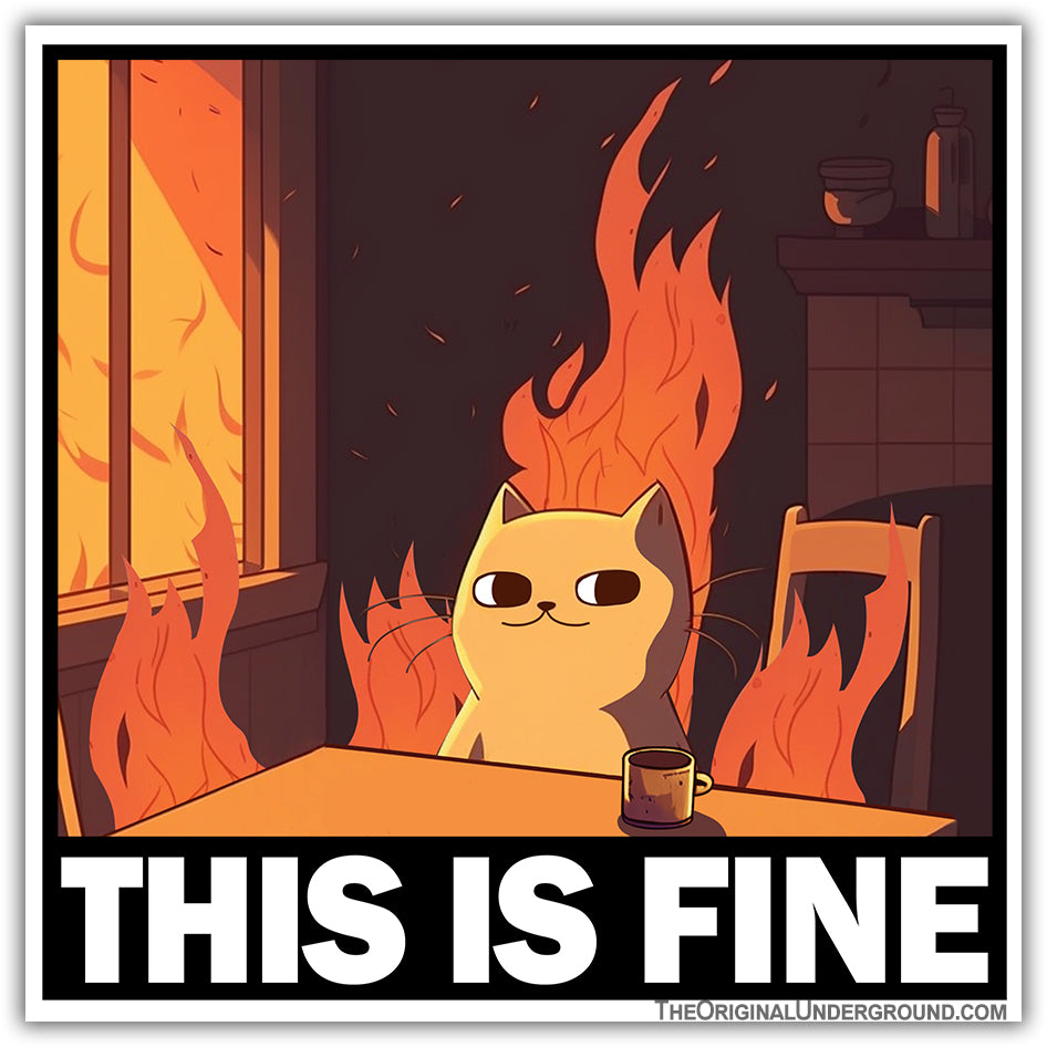 Wholesale ​This Is Fine Cat Sticker - Shady Front