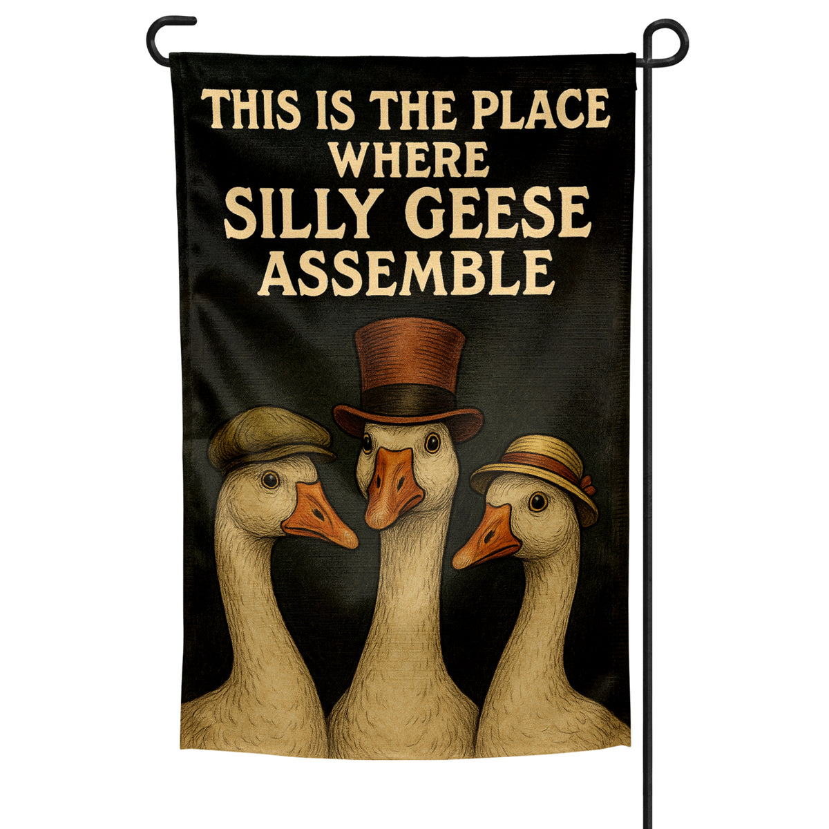 Wholesale ​This is the Place Where Silly Geese Assemble Garden Flag - Shady Front
