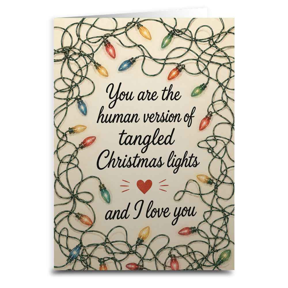 Tangled Christmas Lights Holiday Greeting Card