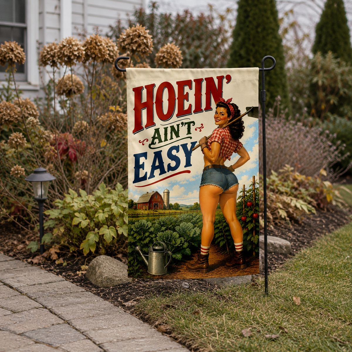 Wholesale ​Hoein' Ain't Easy Garden Flag - Shady Front