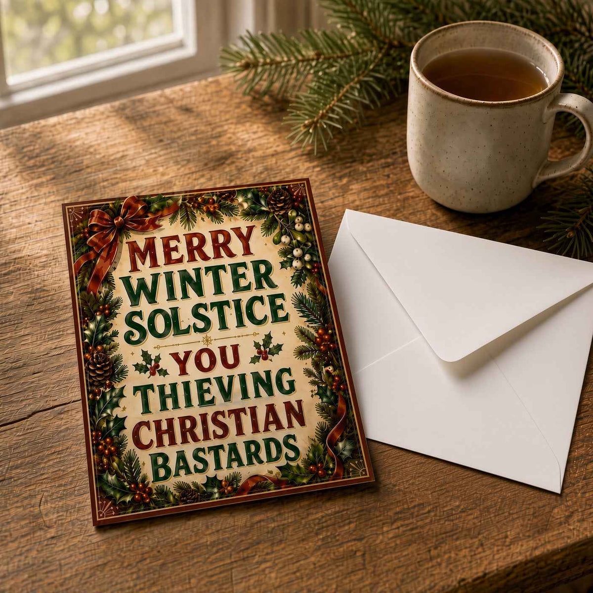 Merry Winter Solstice Thieving Holiday Greeting Card