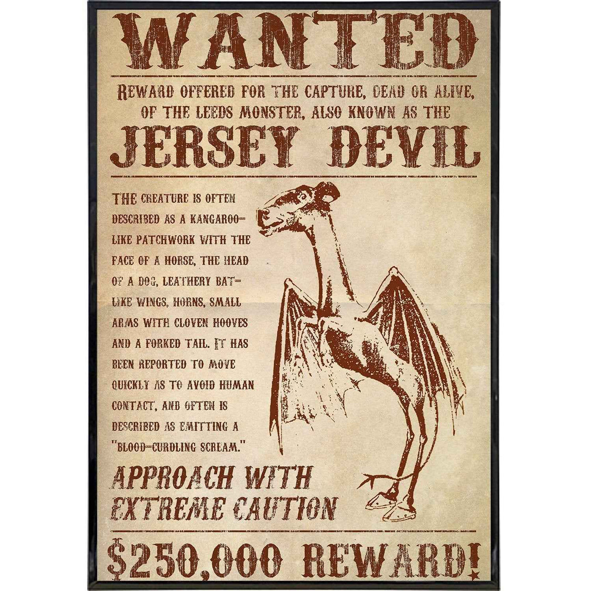 Wholesale ​Jersey Devil Wanted Poster Print - Shady Front