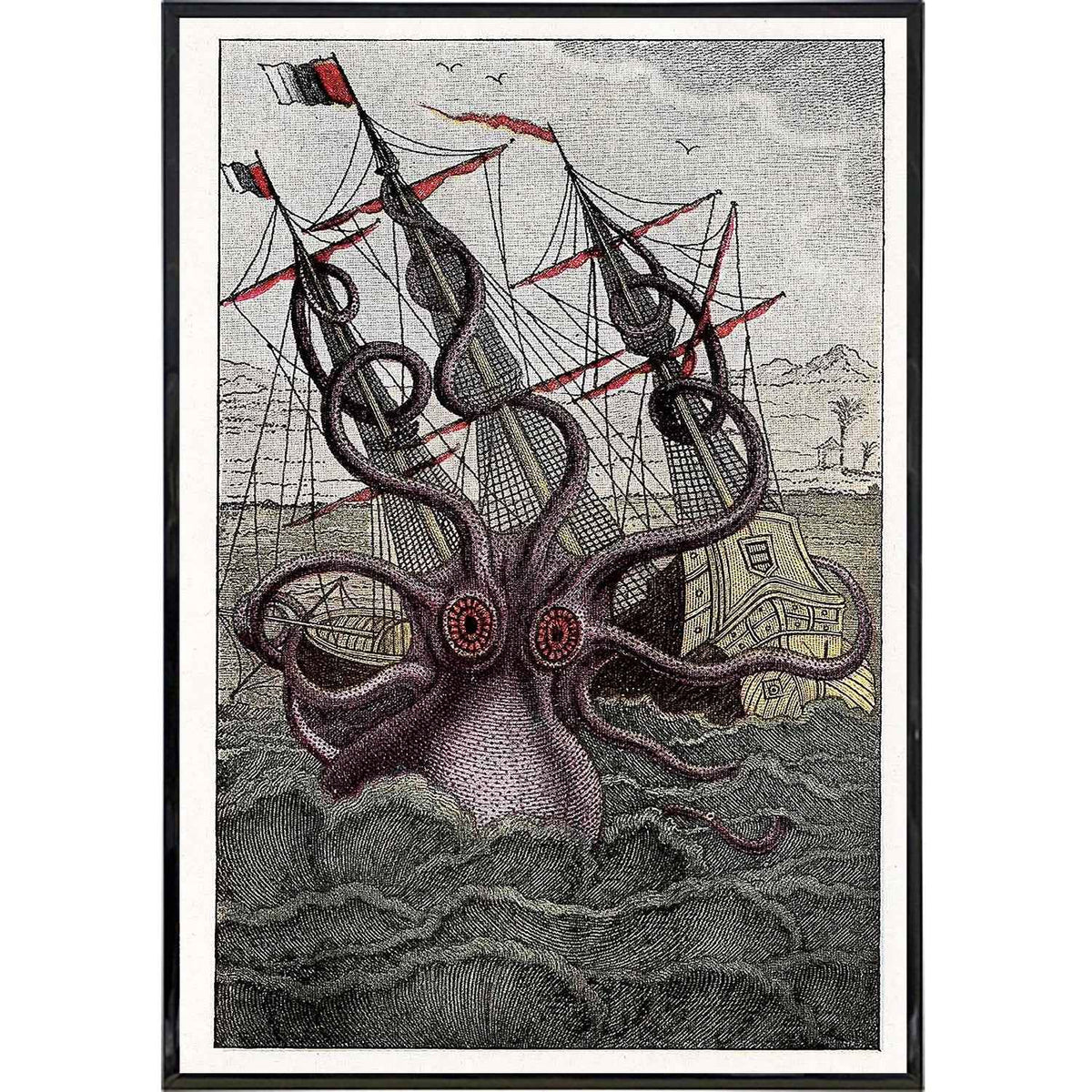 Wholesale ​Kraken Illustration Vintage Print - Shady Front