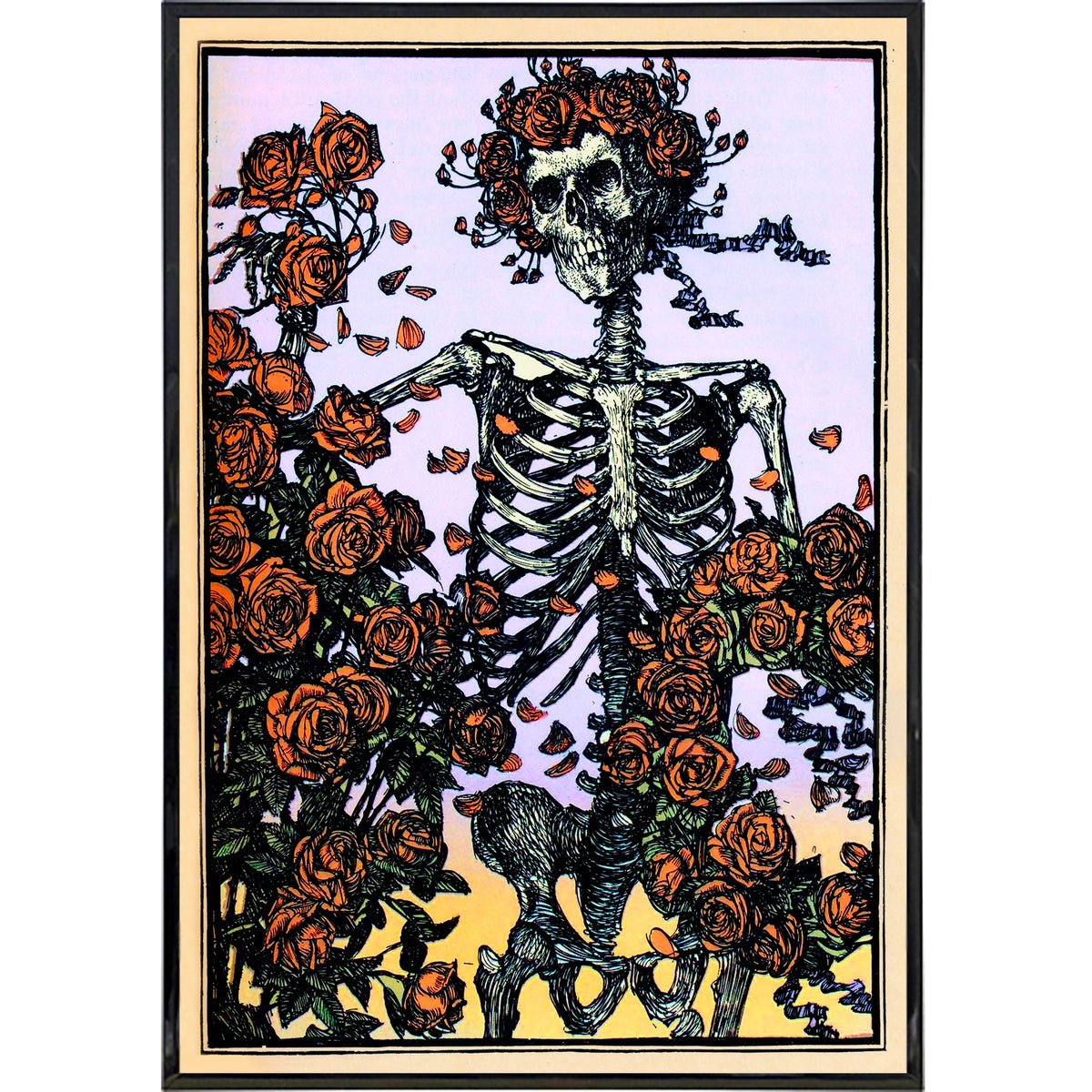 Wholesale ​Skeleton with Roses Illustration Print - Shady Front