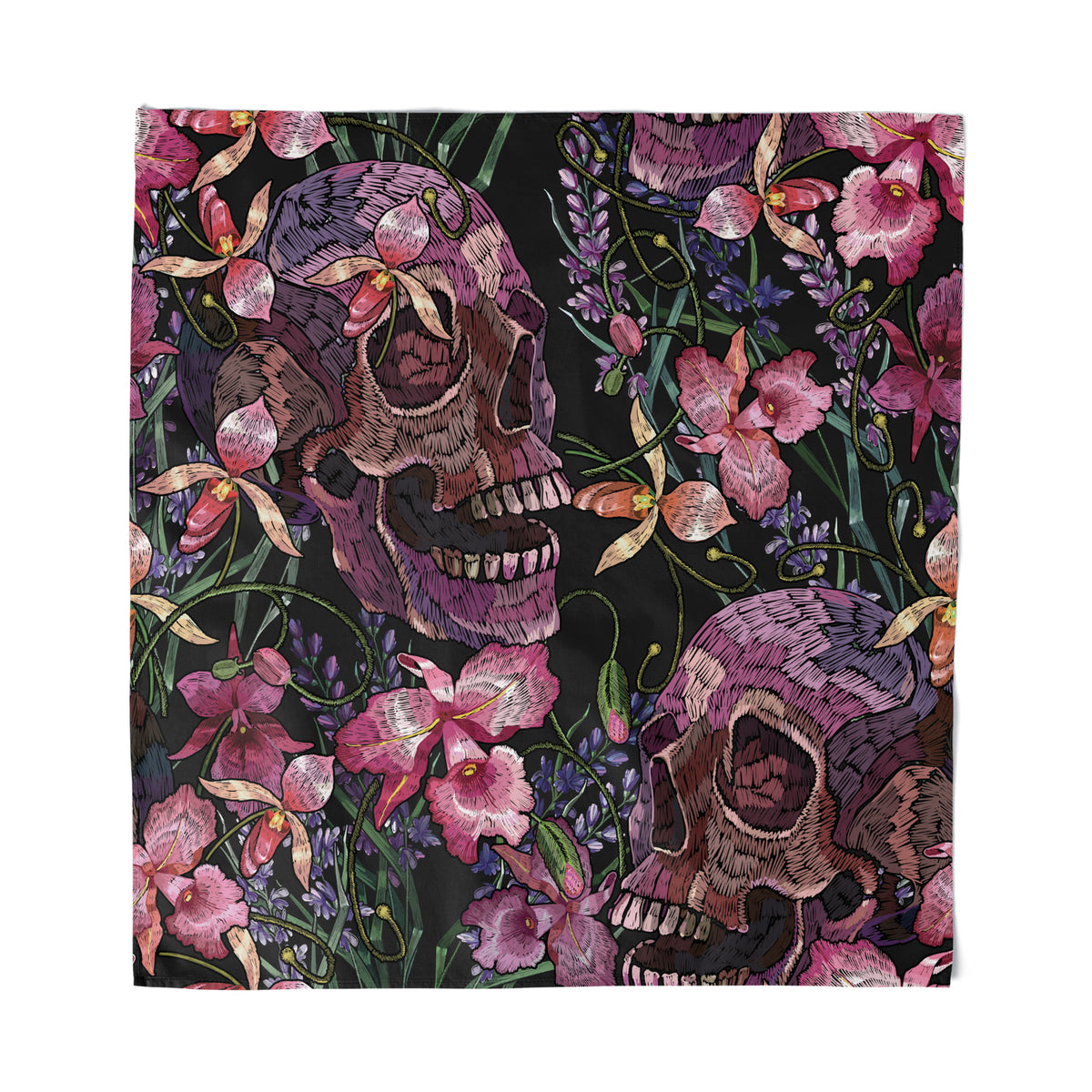 Wholesale ​Skulls and Flowers Bandana - Shady Front