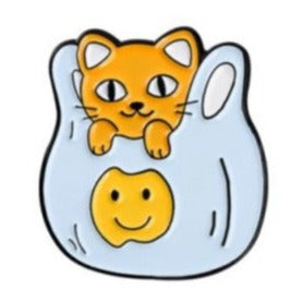 Wholesale ​Cat in a Bag Enamel Pin - Shady Front